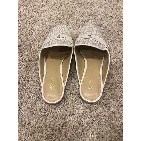 MICHAEL KORS SHOES MULES SLIP ONS WOMEN SIZE 6.5 Cream color with MK LOGO - Picture 4 of 9